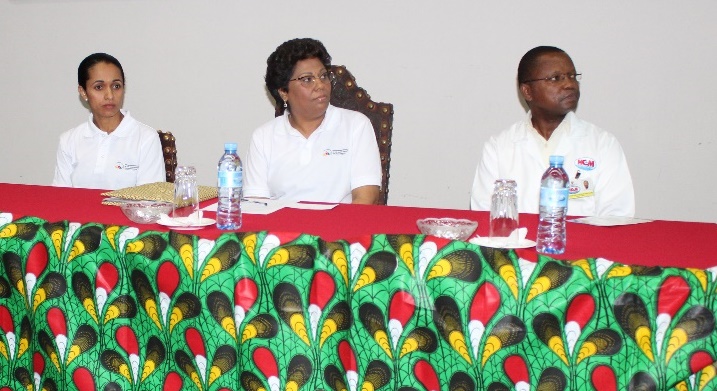 Speakers at the launch of the Mozambique NCD Alliance, on 30 November 2018. (left to right) Dr. Neusa Jessen (AMOCOR), Dr. Nazira Abdula (Mozambican Minister of Health), Dr. Mouzinho Saide (Director, Maputo Central Hospital). 