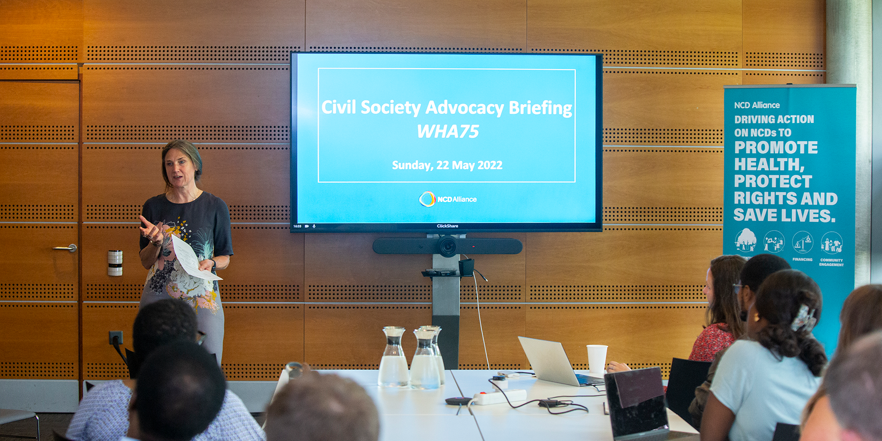 Alison Cox, NCDA’s Policy and Advocacy Director, speaks at our WHA75 civil society briefing on Sunday 22 May 2022