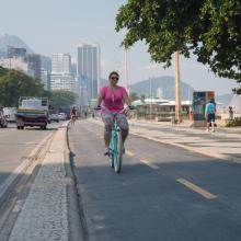 Woman cycling in Brazil. Photo by World Obesity Federation