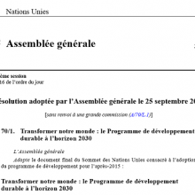 Transformer notre monde : le Programme de développement durable à l’horizon 2030 