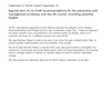 WHA75 Joint Statement on Agenda Item 14.1(i): Obesity Recommendations and Targets and the new Acceleration Action Plan