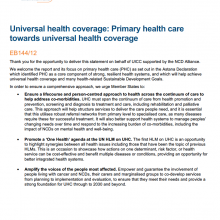 144th WHO EB Statement on Item 5.5: Universal health coverage: Primary health care towards universal health coverage