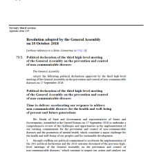 Political declaration of the third high-level meeting of the General Assembly on the prevention and control of non-communicable diseases