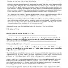 Request by non-state actors to submit a written statement at the virtual session of the 71st Regional Committee for Africa