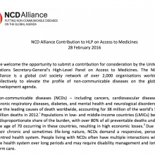 NCD Alliance Contribution to HLP on Access to Medicines