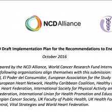 Joint Response: WHO Draft Implementation Plan for the Recommendations to End Childhood Obesity (ECHO) 2016