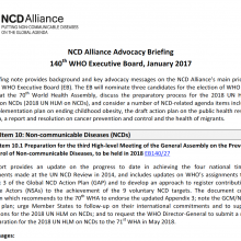 NCDA Advocacy Briefing for the 140th session of the WHO Executive Board