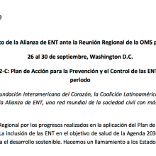 Posicionamiento sobre las ENT ante la OMS/OPS - Reunión de Comité Regional 2016 