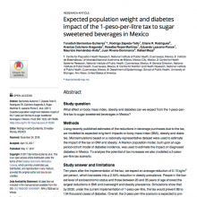 Expected impact of the sugar sweetened beverages tax in Mexico