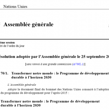 Transformer notre monde : le Programme de développement durable à l’horizon 2030 