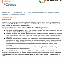 (Reconvened) 73rd WHO World Health Assembly Statement on item 15.2 11.2 Follow-up to the high-level meetings of the UNGA on health-related issues  - NCDs and UHC