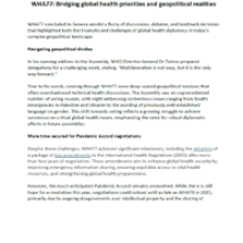 Bridging global health priorities and geopolitical realities