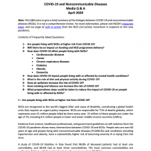 COVID-19 and Noncommunicable Diseases (NCDs): Questions and Answers