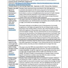 Summary Report: NCDs at WHO Regional Committee Meetings 2016