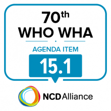 70th WHO WHA Agenda Item 15.1: Preparation for the third High-level Meeting of the General Assembly on the Prevention and Control of Non-communicable Diseases, to be held in 2018