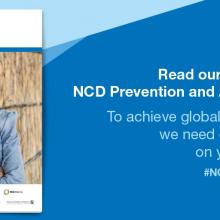 Graphic with title page of report: NCD Prevention and Adolescents